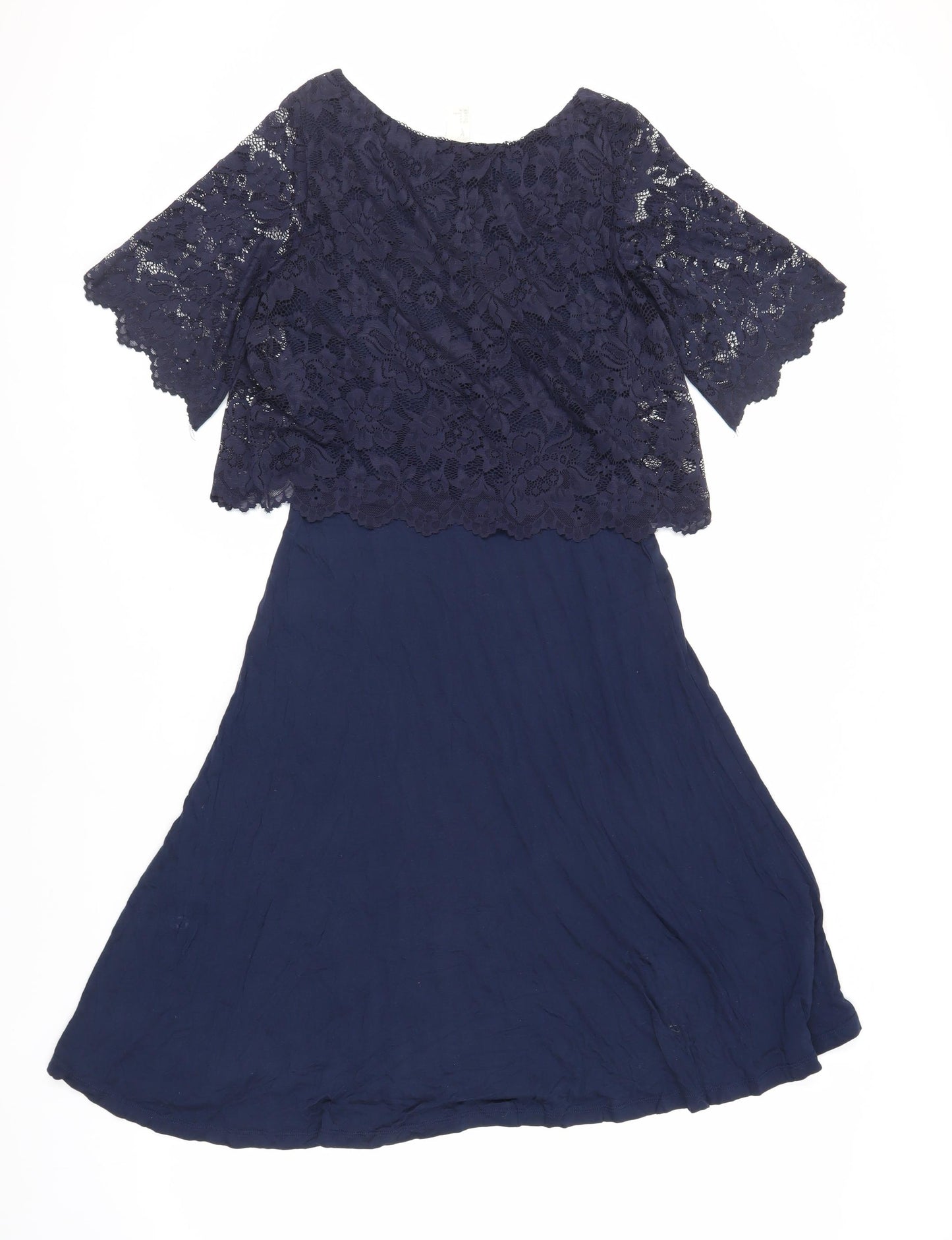 H&M Mama Womens Blue Viscose A-Line Size M Round Neck Pullover - Lace Top