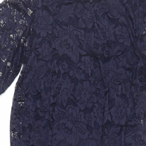 H&M Mama Womens Blue Viscose A-Line Size M Round Neck Pullover - Lace Top