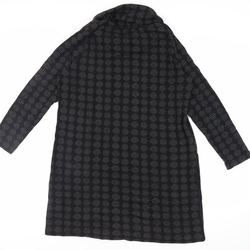 Adini Womens Black Geometric Cotton Jumper Dress Size M Roll Neck Pullover