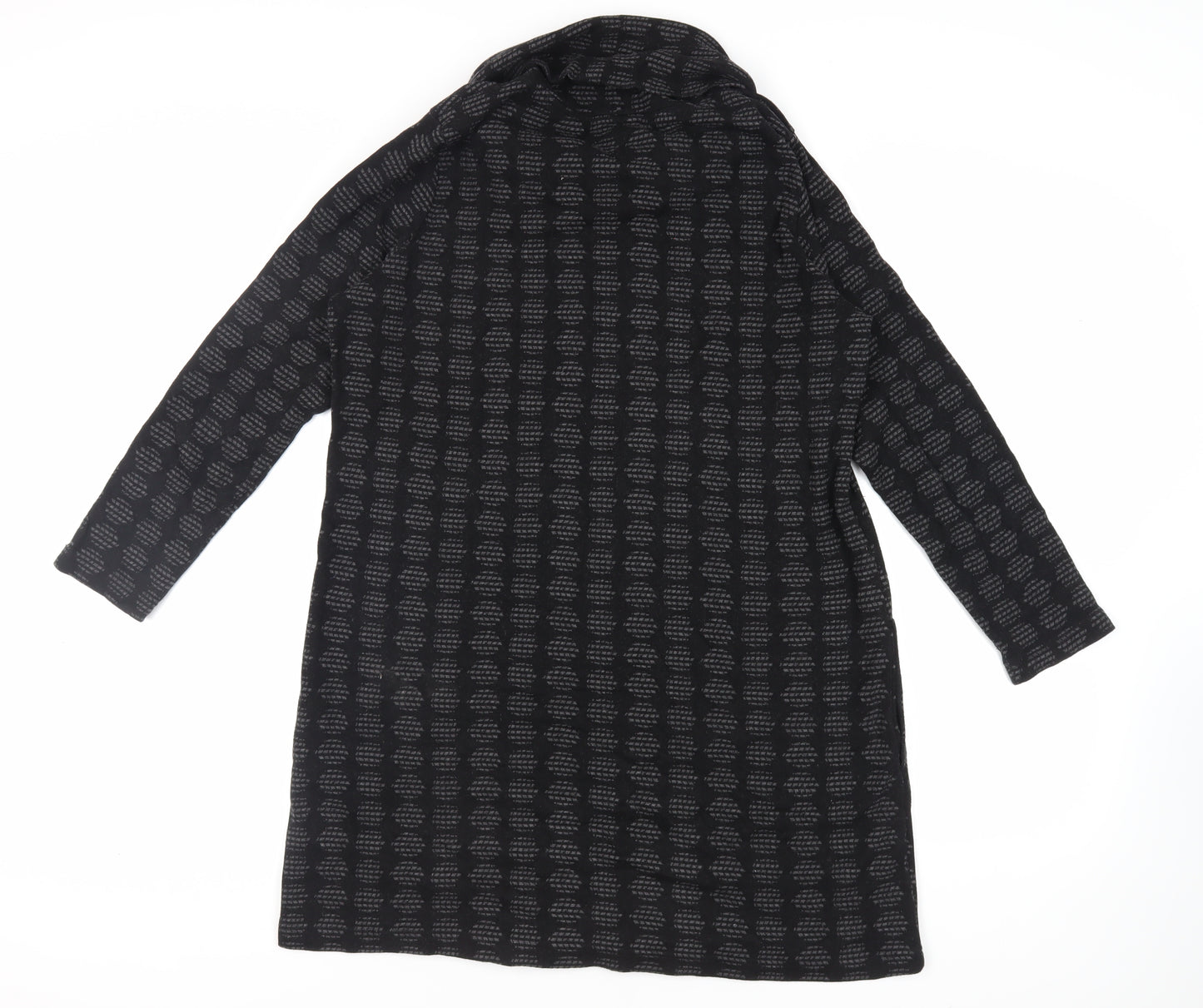 Adini Womens Black Geometric Cotton Jumper Dress Size M Roll Neck Pullover