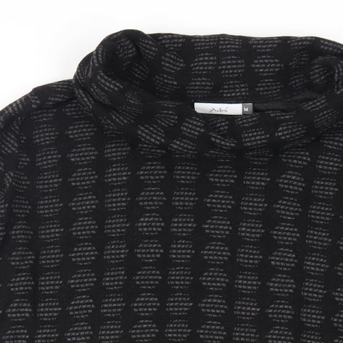 Adini Womens Black Geometric Cotton Jumper Dress Size M Roll Neck Pullover