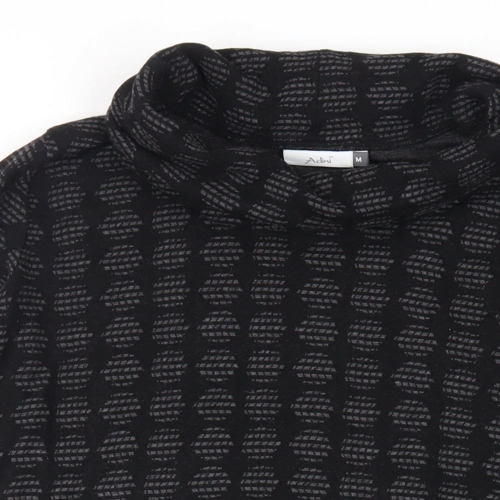 Adini Womens Black Geometric Cotton Jumper Dress Size M Roll Neck Pullover