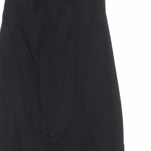 PRETTYLITTLETHING Womens Black Viscose Bodycon Size 10 One Shoulder Zip - Cut Out Detail
