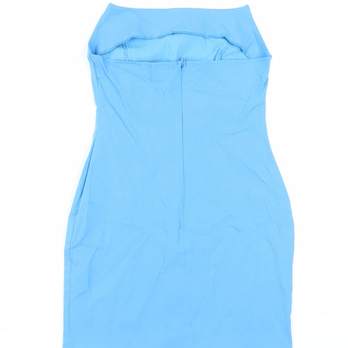 ASOS Womens Blue Viscose Mini Size 10 Square Neck Zip - Strapless