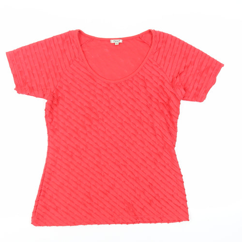 NEXT Womens Red Polyester Basic Blouse Size M Round Neck - Textured