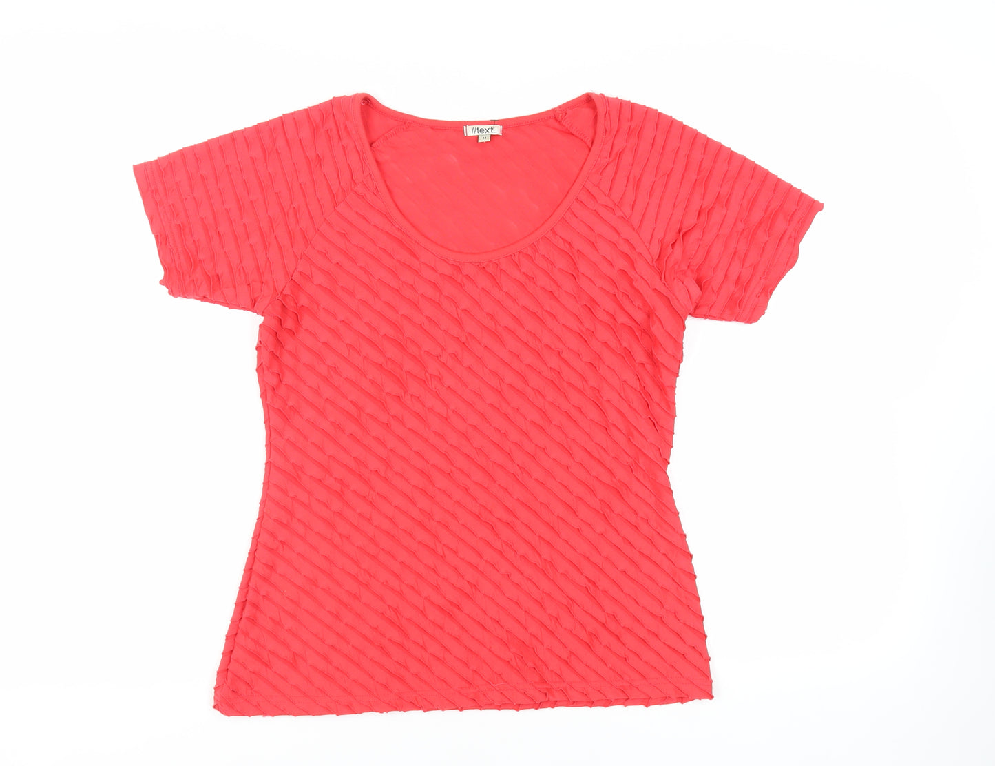 NEXT Womens Red Polyester Basic Blouse Size M Round Neck - Textured
