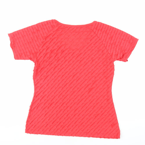 NEXT Womens Red Polyester Basic Blouse Size M Round Neck - Textured
