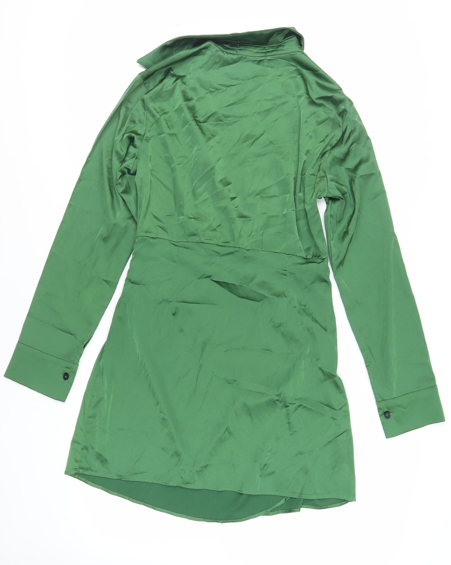 Cider Womens Green Polyester Shirt Dress Size M Collared Zip