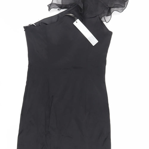 Red Herring Womens Black Polyester Pencil Dress Size 6 One Shoulder Zip - Shoulder Detail