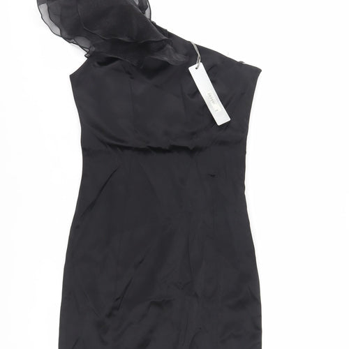 Red Herring Womens Black Polyester Pencil Dress Size 6 One Shoulder Zip - Shoulder Detail