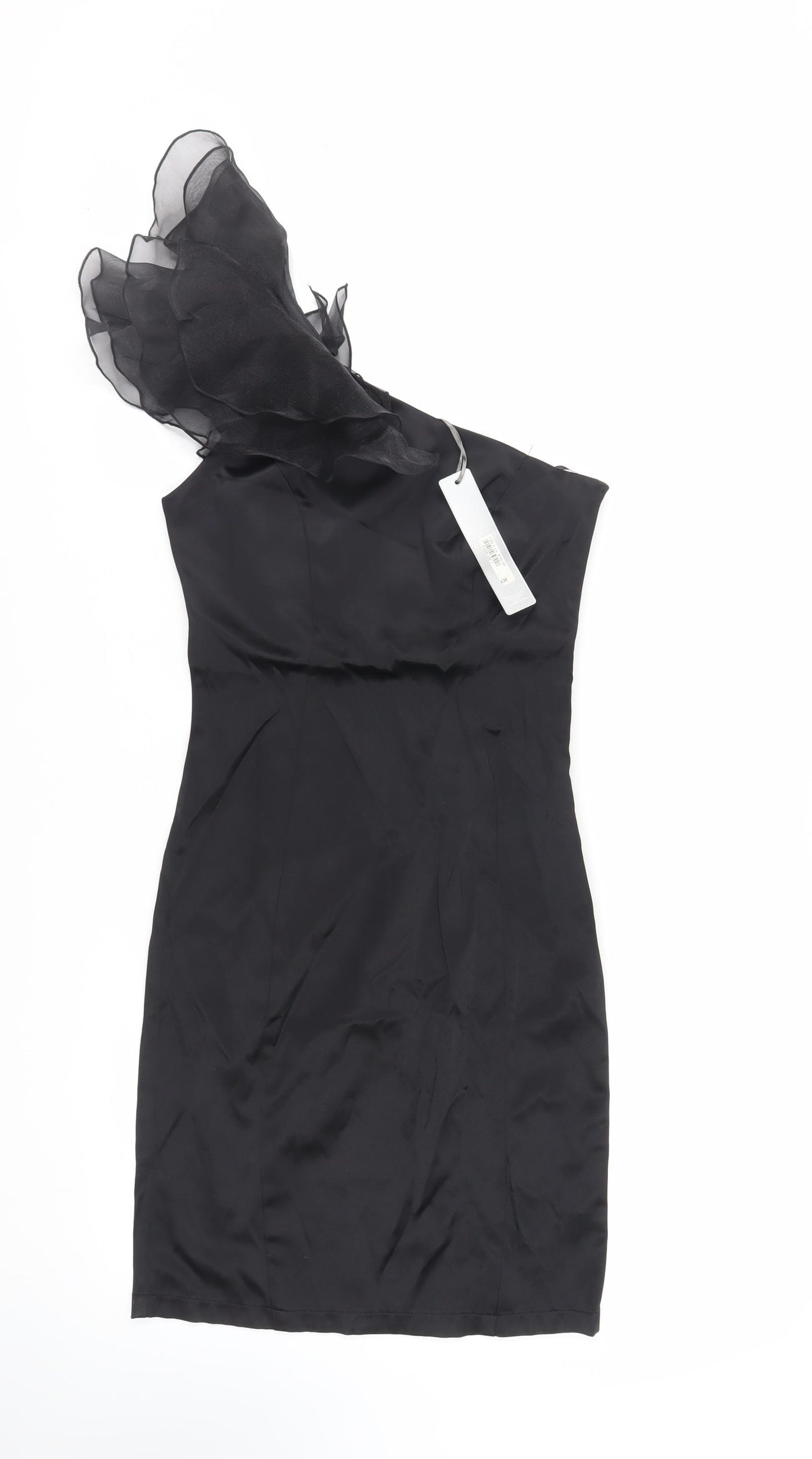 Red Herring Womens Black Polyester Pencil Dress Size 6 One Shoulder Zip - Shoulder Detail