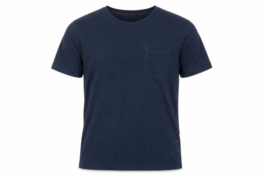 Selected Homme Mens Blue Cotton T-Shirt Size XS Crew Neck - Pocket Detail