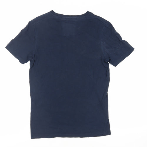 Selected Homme Mens Blue Cotton T-Shirt Size XS Crew Neck - Pocket Detail