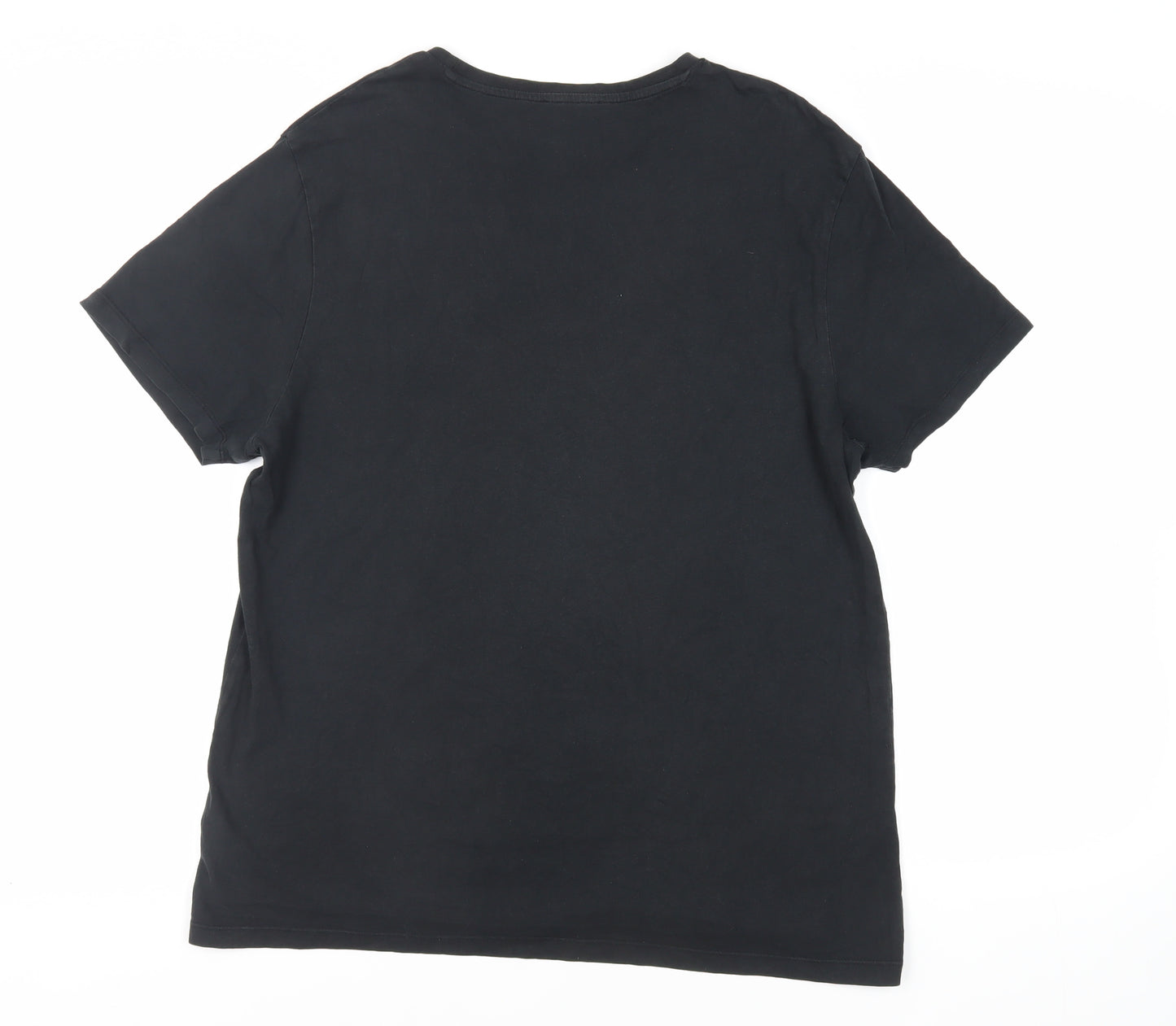New Look Men Mens Black Cotton T-Shirt Size XL Crew Neck - Embroidered Detail