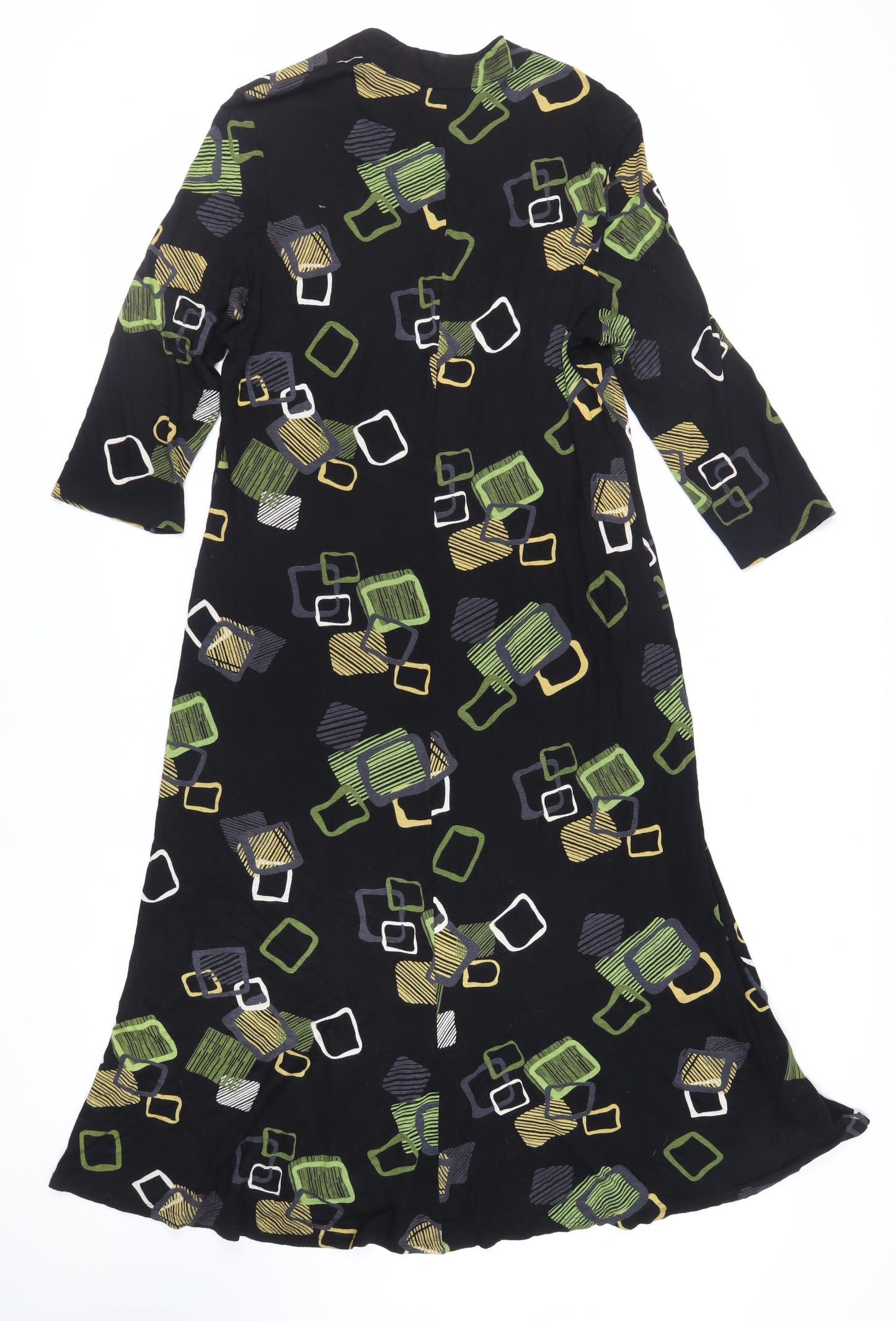 Alex & Co Womens Black Geometric Viscose A-Line Size 16 Round Neck Pullover