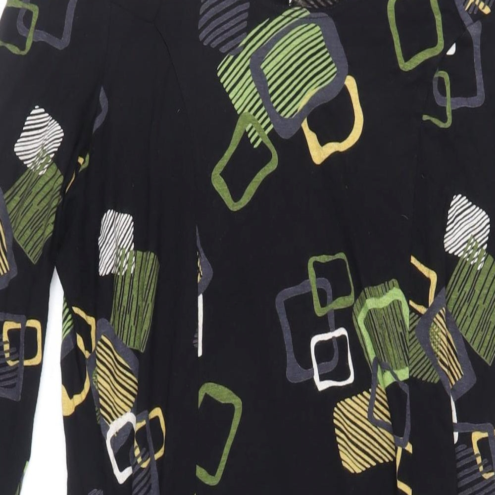 Alex & Co Womens Black Geometric Viscose A-Line Size 16 Round Neck Pullover