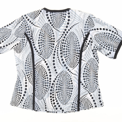 Charlotte Gold Womens Black Geometric Polyester Basic Blouse Size 12 Square Neck - Shoulder Pads