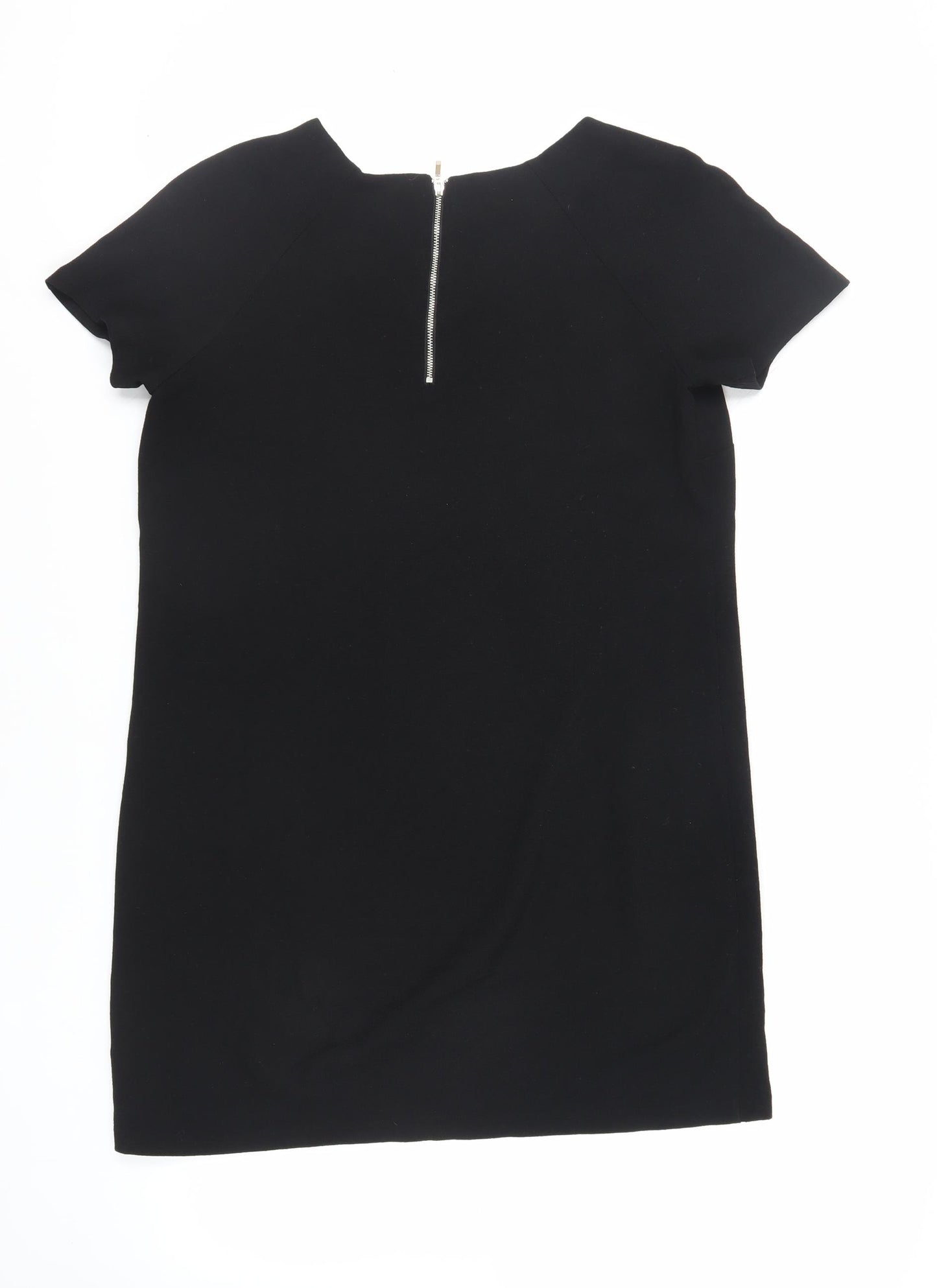 Red Herring Womens Black Polyester Shift Size 12 Round Neck Zip