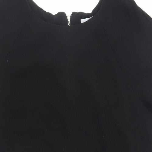 Red Herring Womens Black Polyester Shift Size 12 Round Neck Zip