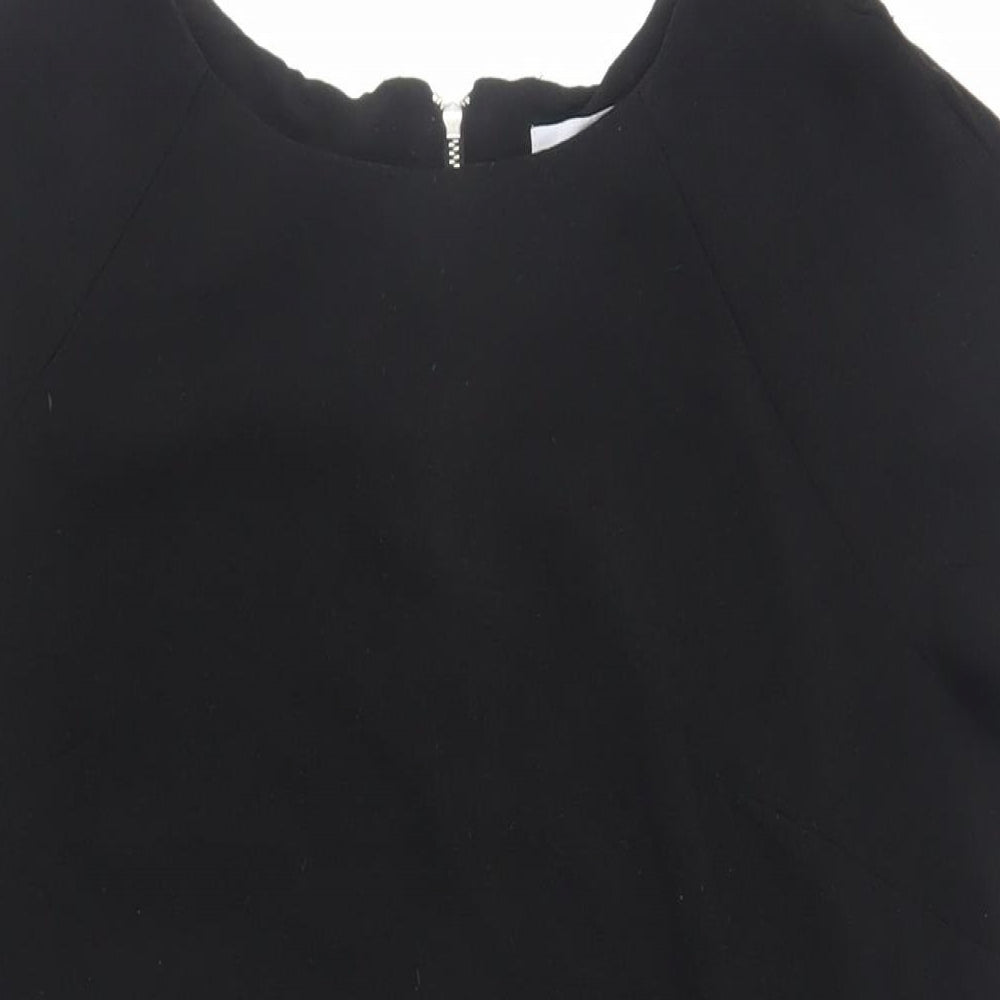 Red Herring Womens Black Polyester Shift Size 12 Round Neck Zip