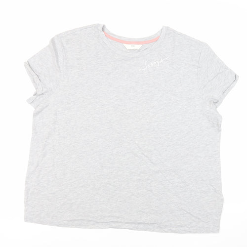 Marks and Spencer Womens Grey Solid Cotton Top Pyjama Top Size XL