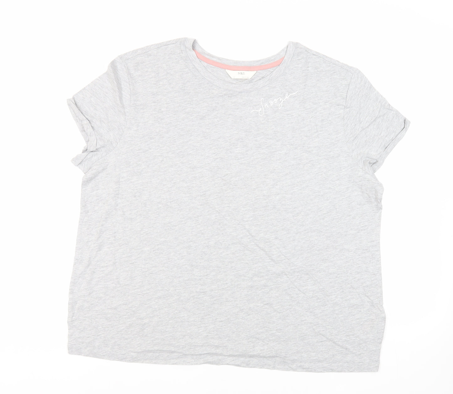 Marks and Spencer Womens Grey Solid Cotton Top Pyjama Top Size XL