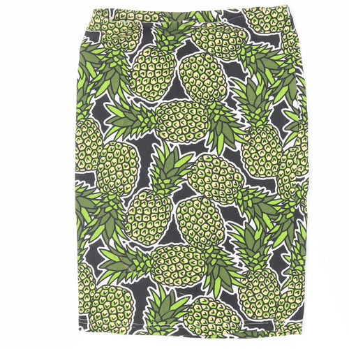 H&M Womens Green Geometric Cotton Straight & Pencil Skirt Size S - Pineapple Print