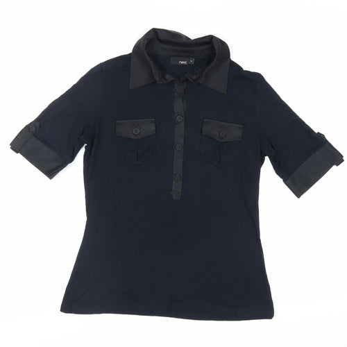 NEXT Womens Blue Viscose Basic Blouse Size 12 Collared