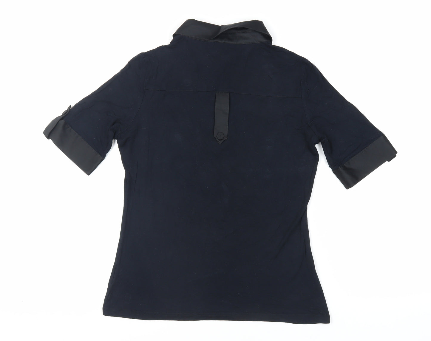 NEXT Womens Blue Viscose Basic Blouse Size 12 Collared