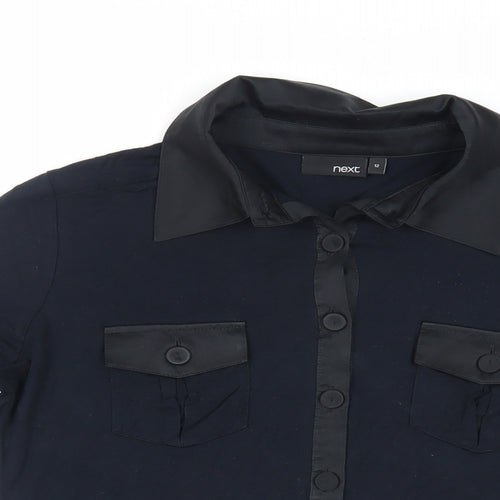 NEXT Womens Blue Viscose Basic Blouse Size 12 Collared