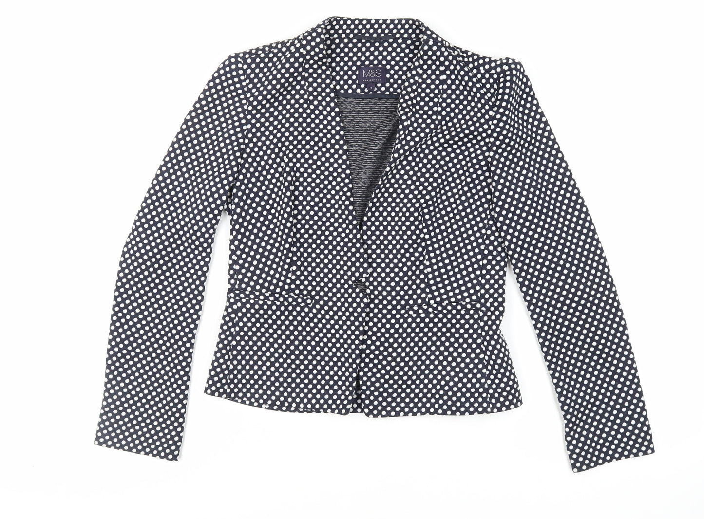 Marks and Spencer Womens Blue Polka Dot Jacket Blazer Size 10 - Open