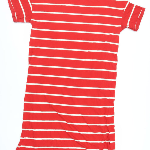 NEXT Womens Red Striped Cotton T-Shirt Dress Size 16 Crew Neck Pullover