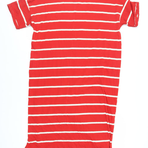 NEXT Womens Red Striped Cotton T-Shirt Dress Size 16 Crew Neck Pullover