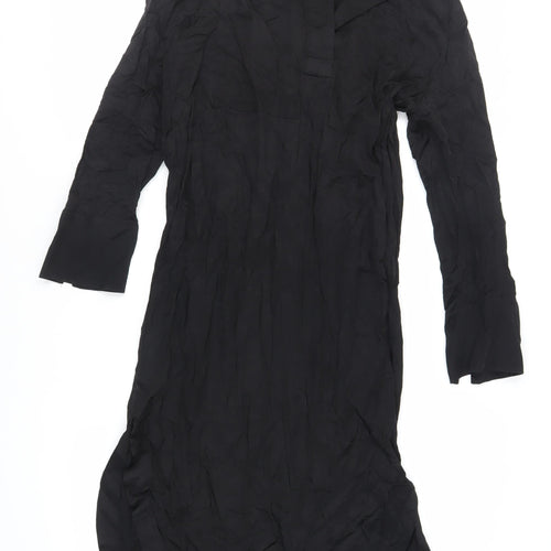 H&M Womens Black Viscose Shirt Dress Size XS Collared Pullover