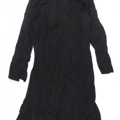 H&M Womens Black Viscose Shirt Dress Size XS Collared Pullover