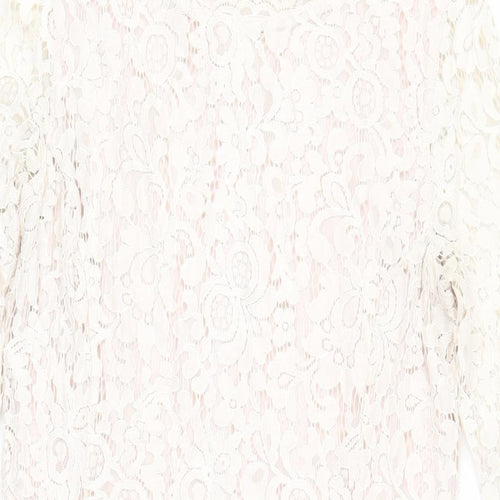 H&M Womens Pink Polyamide Pencil Dress Size M Round Neck Zip