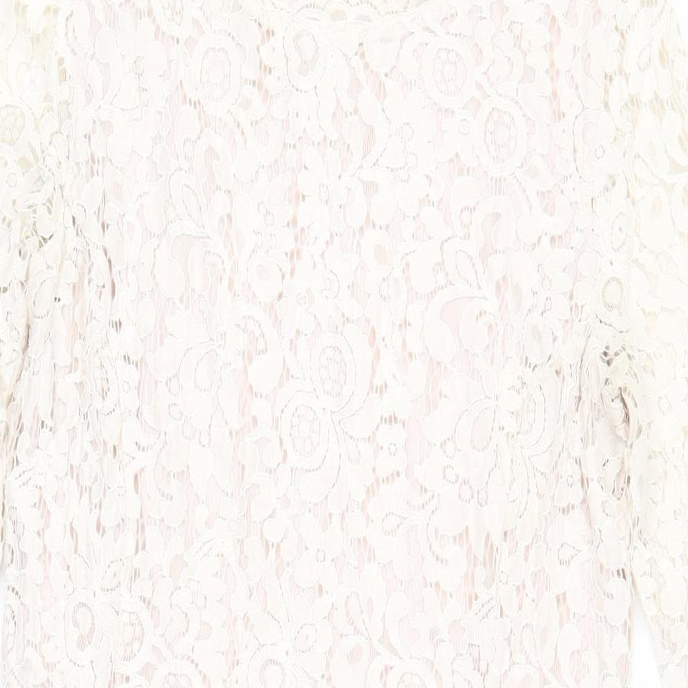 H&M Womens Pink Polyamide Pencil Dress Size M Round Neck Zip