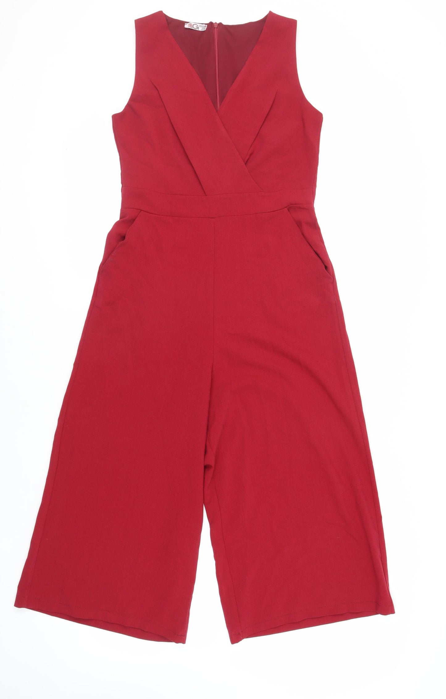 Wal G Womens Red Polyester Jumpsuit One-Piece Size M L20 in Zip