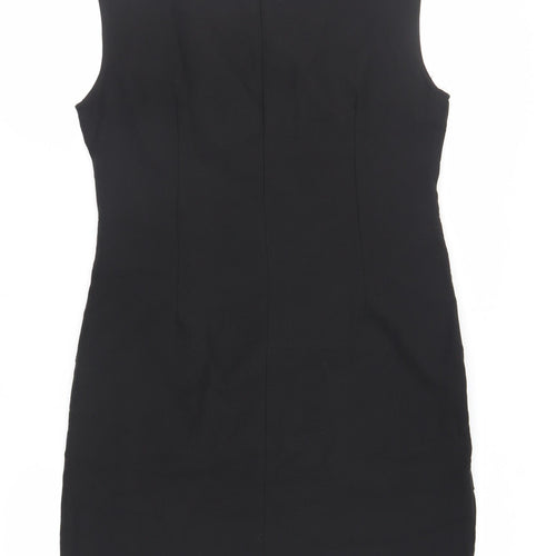 EVENE Womens Black Polyester Pencil Dress Size 14 Round Neck Zip - Embellished