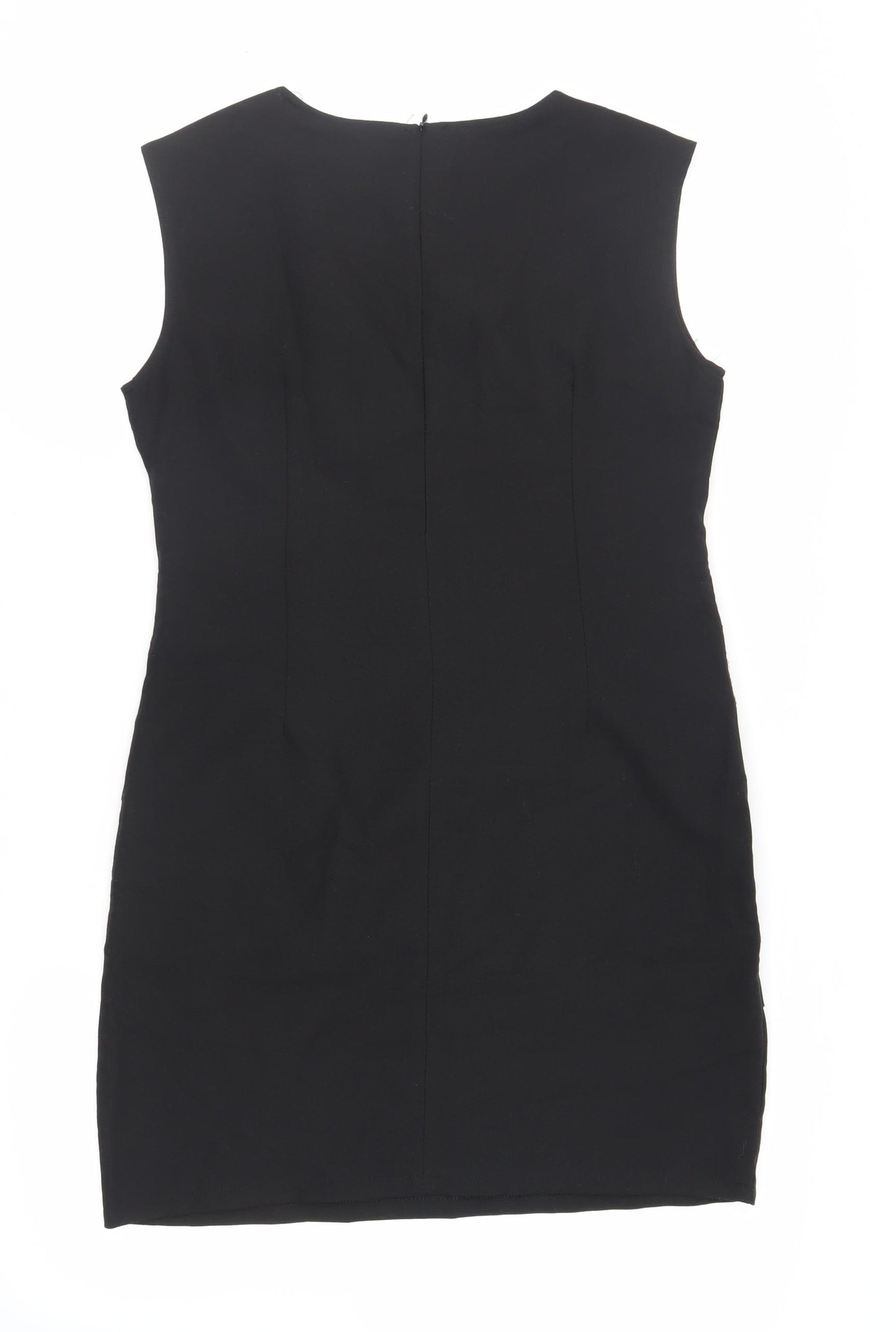 EVENE Womens Black Polyester Pencil Dress Size 14 Round Neck Zip - Embellished