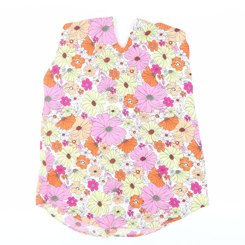 Marks and Spencer Womens Pink Floral Polyester Basic Blouse Size 10 V-Neck
