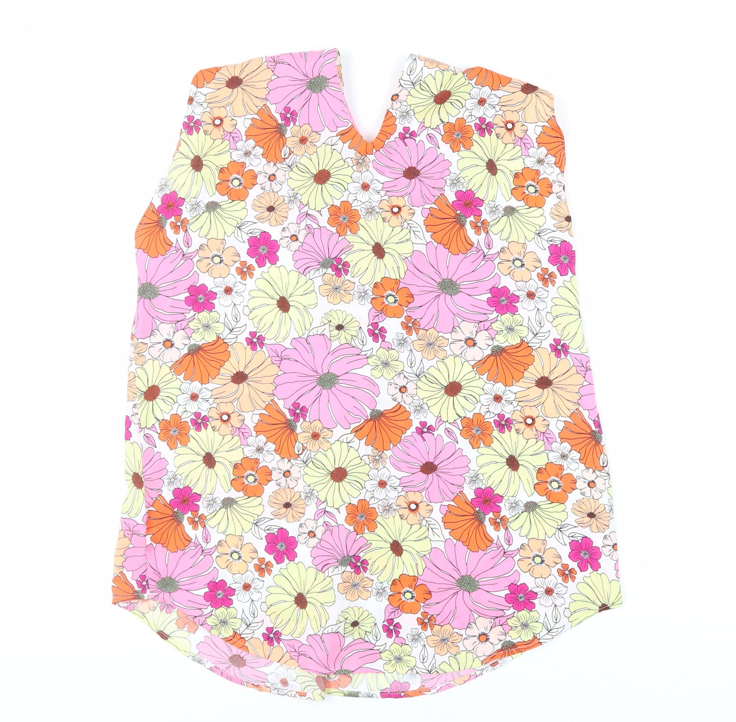 Marks and Spencer Womens Pink Floral Polyester Basic Blouse Size 10 V-Neck