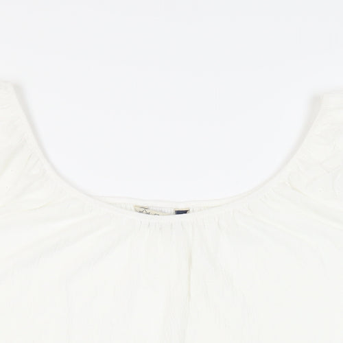 M&Co Womens White Polyester Basic Blouse Size 18 Off the Shoulder - Broderie Anglaise Detail
