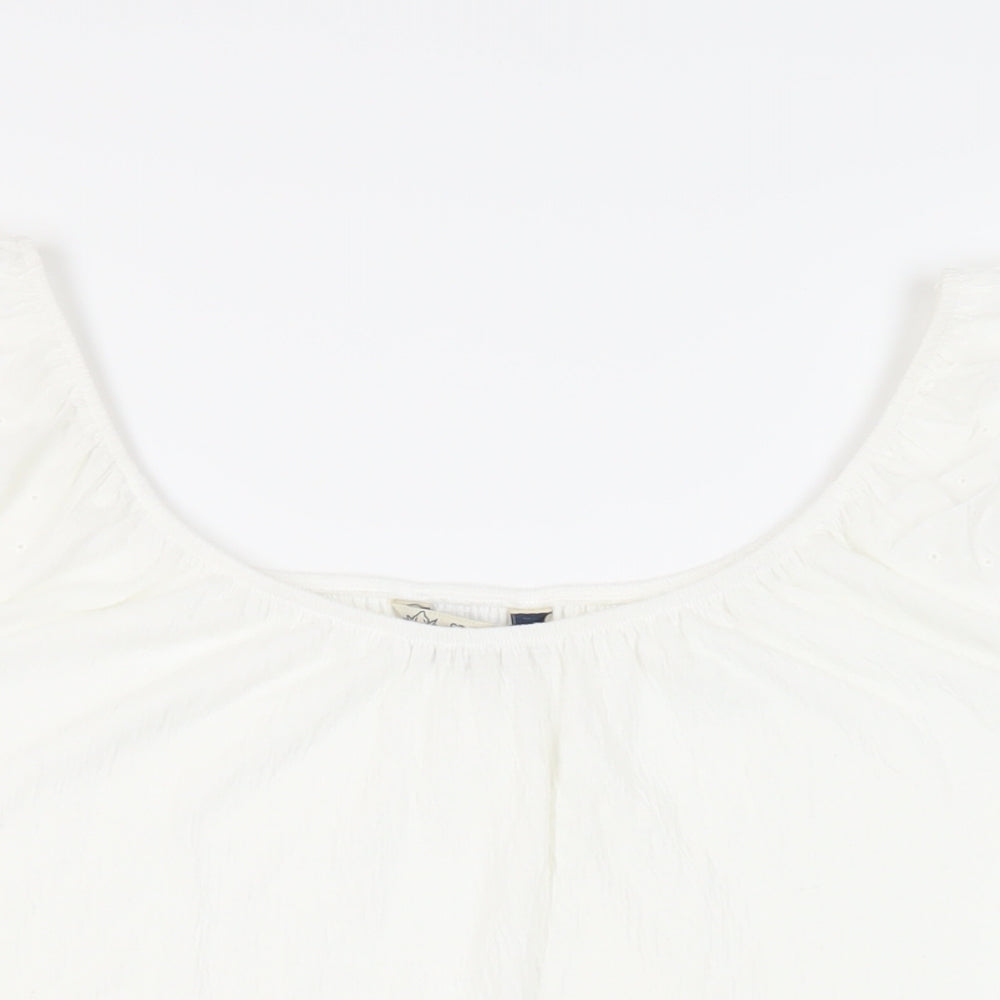 M&Co Womens White Polyester Basic Blouse Size 18 Off the Shoulder - Broderie Anglaise Detail