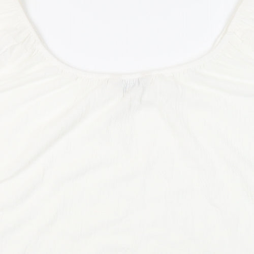 M&Co Womens White Polyester Basic Blouse Size 18 Off the Shoulder - Broderie Anglaise Detail