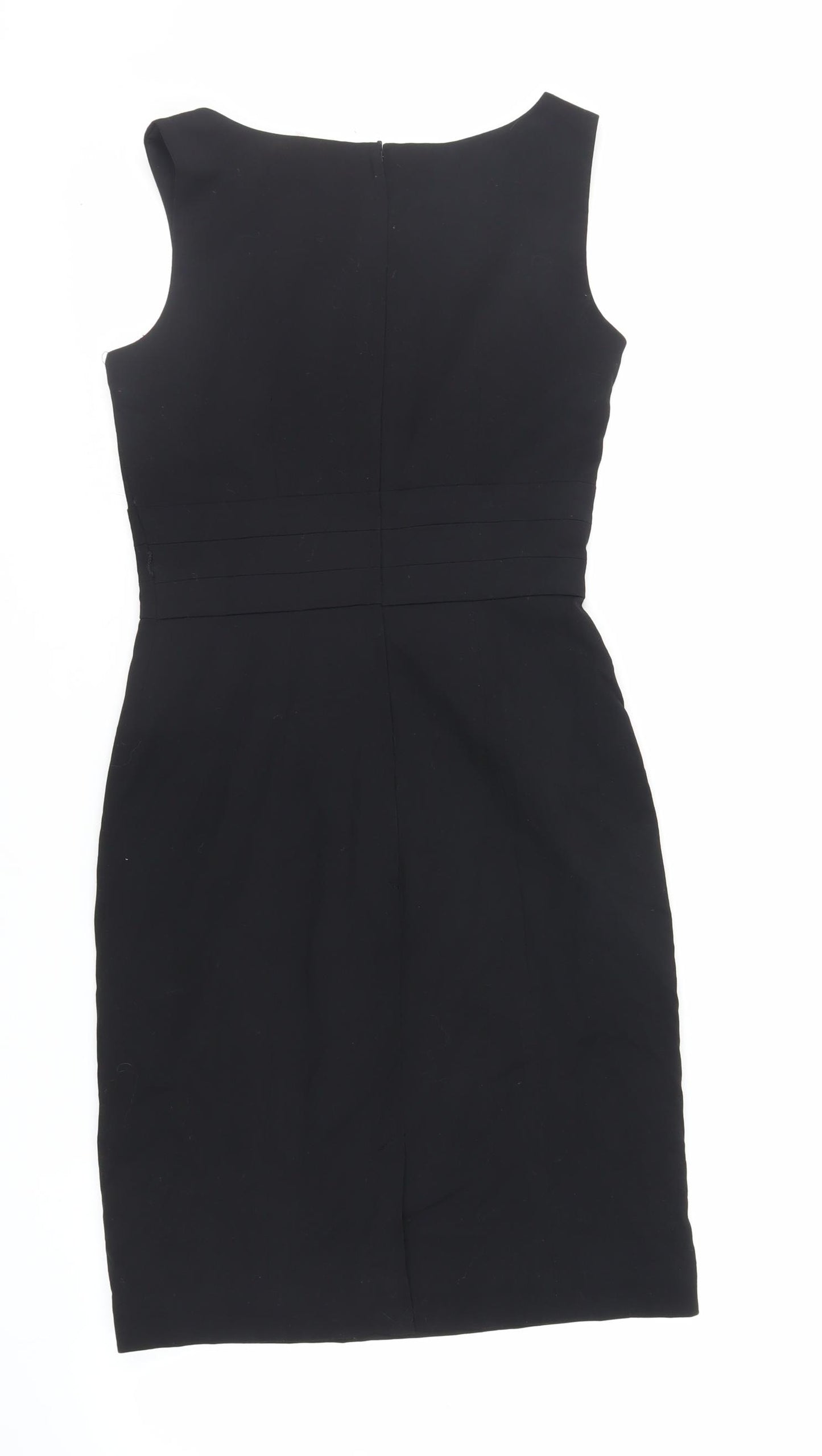 H&M Womens Black Polyester Pencil Dress Size 6 Boat Neck Zip