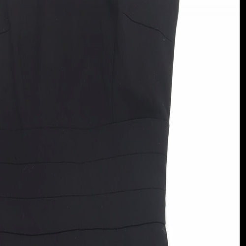 H&M Womens Black Polyester Pencil Dress Size 6 Boat Neck Zip