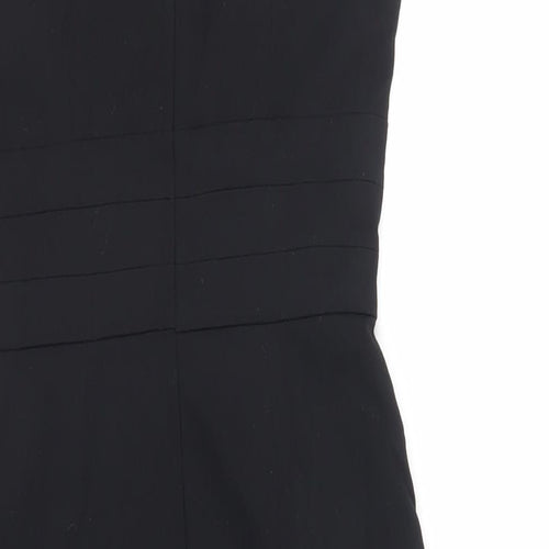 H&M Womens Black Polyester Pencil Dress Size 6 Boat Neck Zip