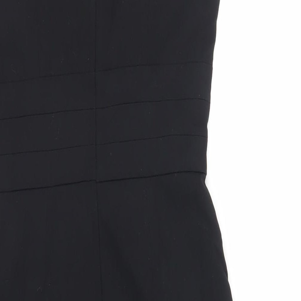 H&M Womens Black Polyester Pencil Dress Size 6 Boat Neck Zip