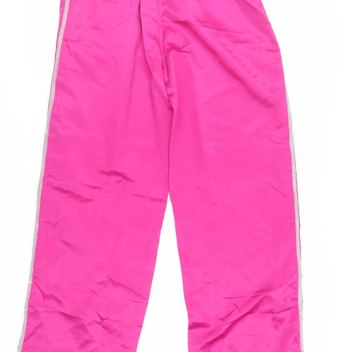 Boohoo Womens Pink Polyester Trousers Size 10 L30 in Regular - Rhinestone Detail